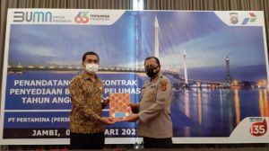 Pertamina Tandatangani Kerjasama Penyediaan BBM dan Pelumas dengan Polda Jambi