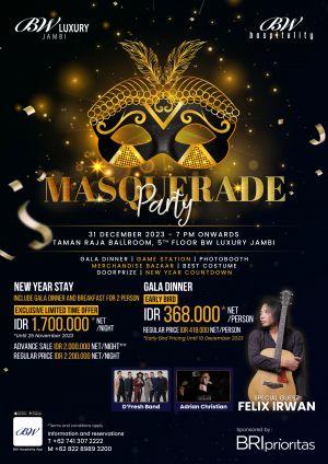 Kemeriahan Masquerade Party Malam Pergantian Tahun Baru di BW Luxury Jambi